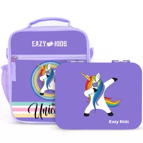 Eazy Kids Bento Boxes with Insulated Lunch Bag Combo - Unicorn Purple