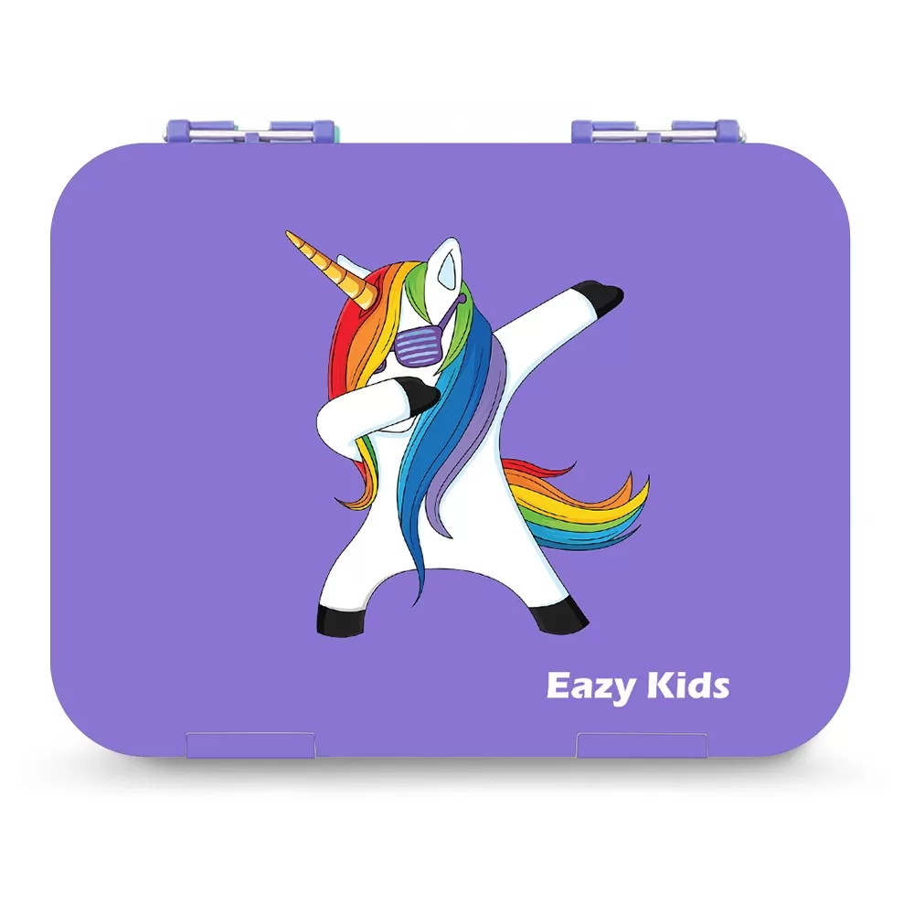 Eazy Kids Bento Boxes with Insulated Lunch Bag Combo - Unicorn Purple