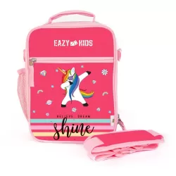 Eazy Kids Bento Boxes with Insulated Lunch Bag combo - Shine Unicorn Pink