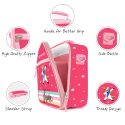 Eazy Kids Bento Boxes with Insulated Lunch Bag combo - Shine Unicorn Pink