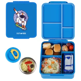 Eazy Kids Bento Boxes with Insulated Lunch Bag Combo - Baby Astronaut Blue