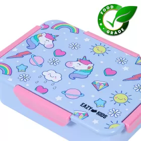 Eazy Kids Unicorn 1/2/3/4 Compartment Convertible Bento Lunch Box-Pink