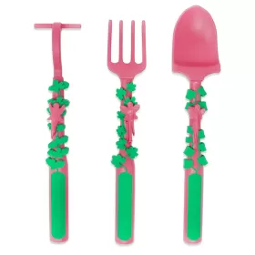 Eazy Kids Spoon, Fork & Pusher - Pink, Gardening, 3Pcs