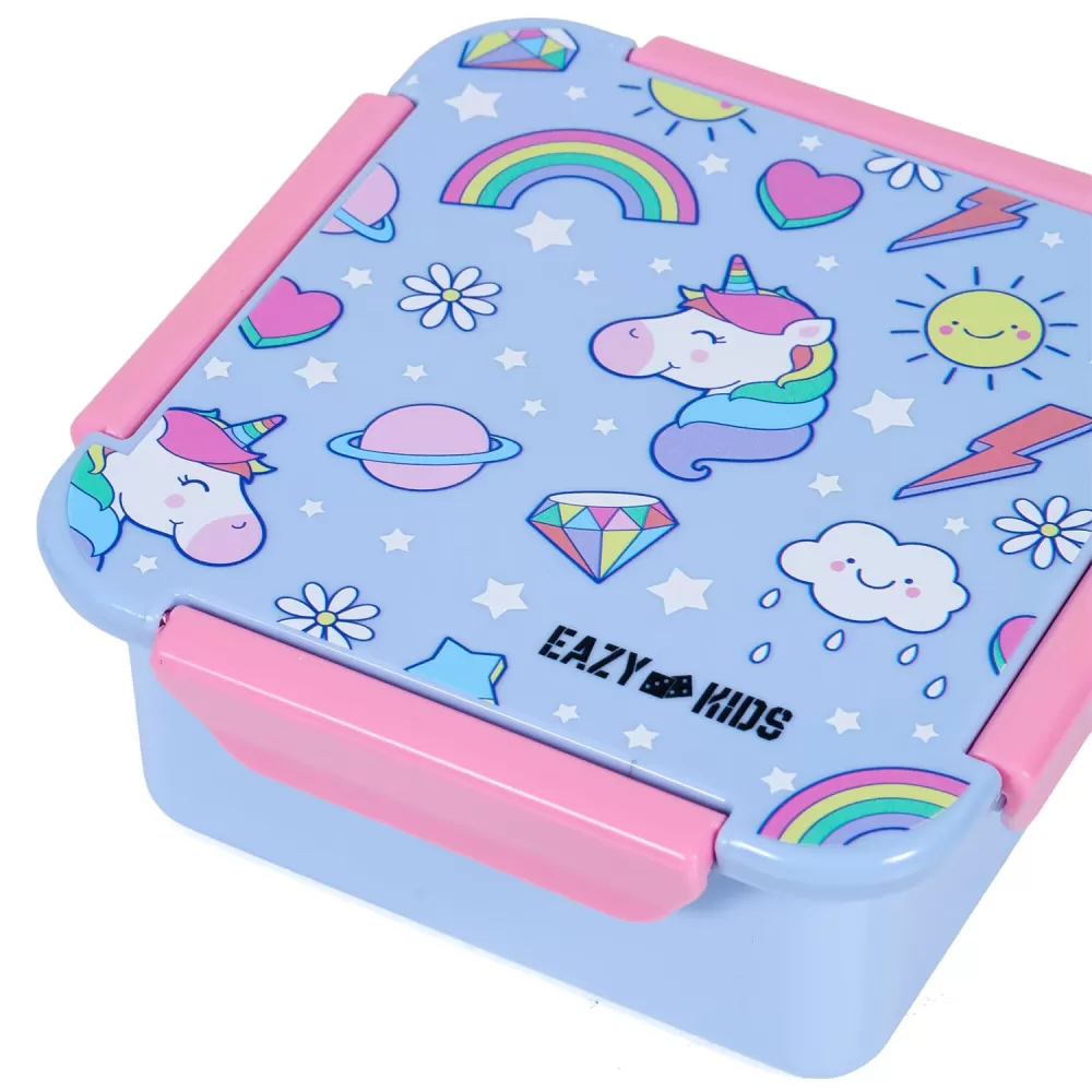 Eazy Kids Unicorn Snack/Lunch Box-Pink