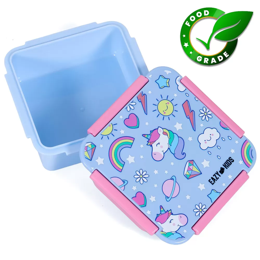 Eazy Kids Unicorn Snack/Lunch Box-Pink