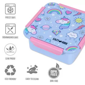 Eazy Kids Unicorn Snack/Lunch Box-Pink