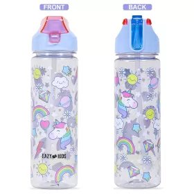 Eazy Kids Unicorn 2-In-1 Tritan Water Bottle-Blue (650ml)