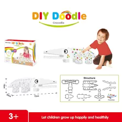 Eazy Kids - DIY Doodle Coloring Kit w/ Set of 6 Sketch Pens - Crocodile