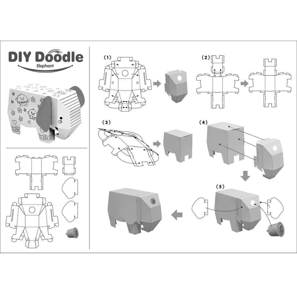 Eazy Kids DIY Doodle Coloring Elephant with Music and Light