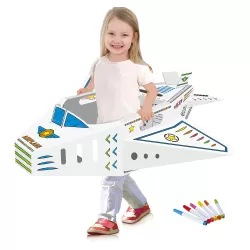 Eazy Kids - DIY Doodle Coloring Kit w/ Set of 6 Sketch Pens - Wearable Airplane