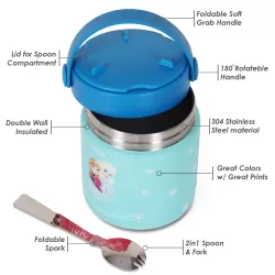 Disney Frozen Princess Elsa Stainless Steel Insulated Food Jar-Blue(350ml)