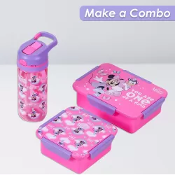 Disney Minnie Mouse 1/2/3/4 Compartment Convertible Bento Lunch Box-Pink