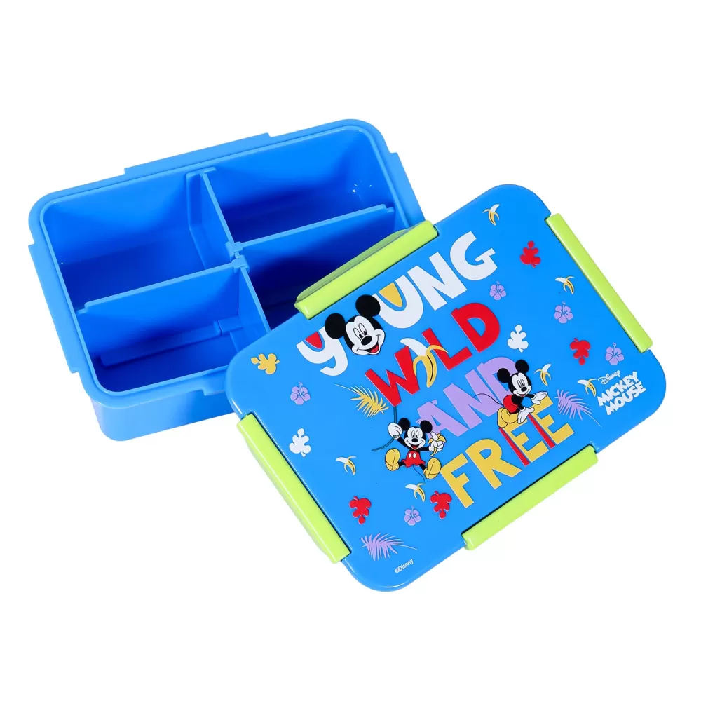 Disney Mickey &amp; Friends 1/2/3/4 Compartment Convertible Bento Lunch Box-Blue