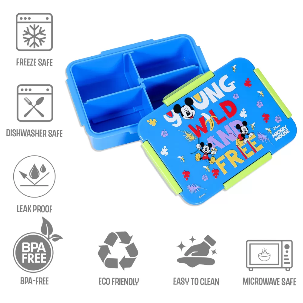 Disney Mickey &amp; Friends 1/2/3/4 Compartment Convertible Bento Lunch Box-Blue