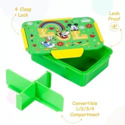 Disney LOL Mickey Mouse 1/2/3/4 Compartment Convertible Bento Lunch Box-Green