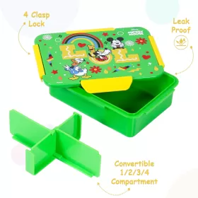 Disney LOL Mickey Mouse 1/2/3/4 Compartment Convertible Bento Lunch Box-Green