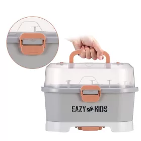 Eazy Kids Baby Bottle Drying Rack Storage Box, 9 Peg - Grey