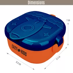 Eazy Kids Rocket Lunch Box Meal Set w/ Bowl, Scissor and Spoon - Blue (600ml)