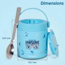 Eazy Kids Jawsome Shark Stainless Steel Insulated Food Jar-Blue(350ml)