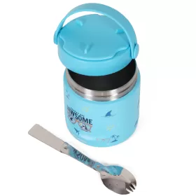 Eazy Kids Jawsome Shark Stainless Steel Insulated Food Jar-Blue(350ml)