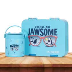 Eazy Kids Jawsome Shark Stainless Steel Insulated Food Jar-Blue(350ml)