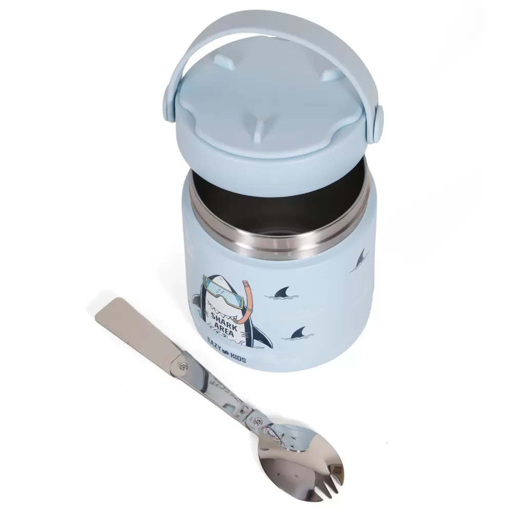 Eazy Kids Super Shark Stainless Steel Insulated Food Jar-Blue(350ml)