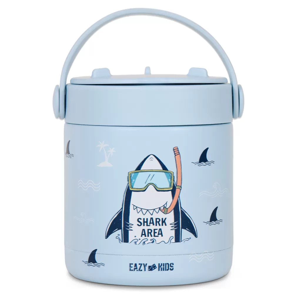 Eazy Kids Super Shark Stainless Steel Insulated Food Jar-Blue(350ml)