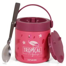 Eazy Kids Tropical Stainless Steel Insulated Food Jar-Pink (350ml)