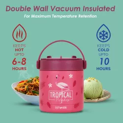 Eazy Kids Tropical Stainless Steel Insulated Food Jar-Pink (350ml)