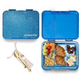 Eazy Kids 6 & 4 Convertible Bento Lunch Box - Glitter Blue