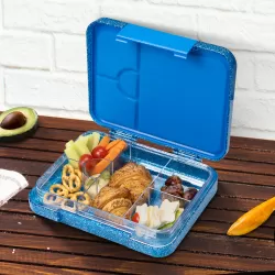 Eazy Kids 6 & 4 Convertible Bento Lunch Box - Glitter Blue