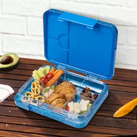 Eazy Kids 6 & 4 Convertible Bento Lunch Box - Glitter Blue