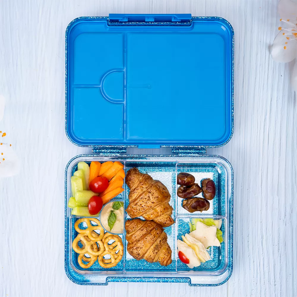 Eazy Kids 6 &amp; 4 Convertible Bento Lunch Box - Glitter Blue