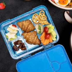 Eazy Kids 6 & 4 Convertible Bento Lunch Box - Glitter Blue