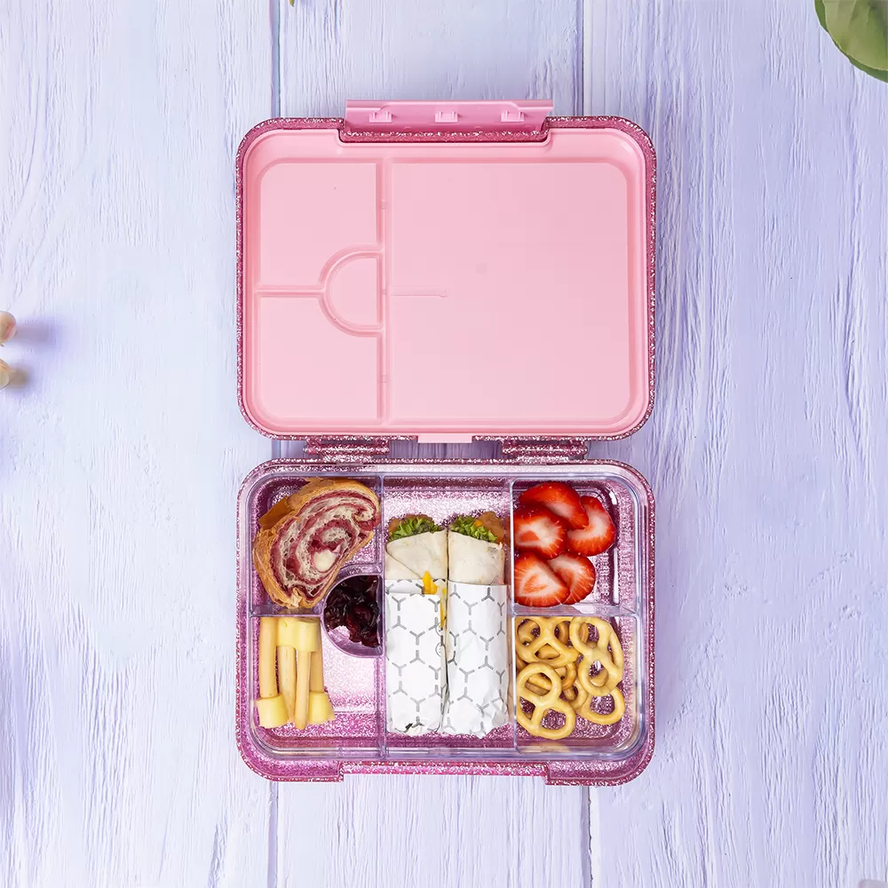 Eazy Kids 6 &amp; 4 Convertible Bento Lunch Box - Glitter Pink