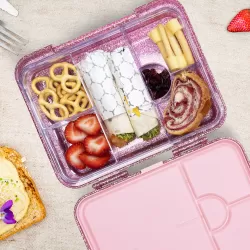 Eazy Kids 6 & 4 Convertible Bento Lunch Box - Glitter Pink