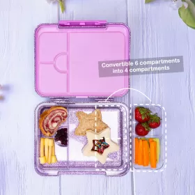 Eazy Kids 6 & 4 Convertible Bento Lunch Box - Glitter Purple