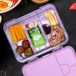 Eazy Kids 6 & 4 Convertible Bento Lunch Box - Glitter Purple