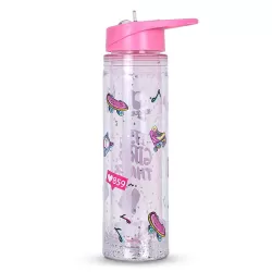 Eazy Kids Tritan Double Wall Glitter 550ml Water Bottle with Carry handle - It's Girls Things Pink