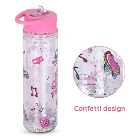 Eazy Kids Tritan Double Wall Glitter 550ml Water Bottle with Carry handle - It's Girls Things Pink