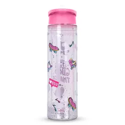 Eazy Kids Tritan Double Wall Glitter 550ml Water Bottle with Carry handle - It's Girls Things Pink