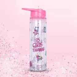 Eazy Kids Tritan Double Wall Glitter 550ml Water Bottle with Carry handle - It's Girls Things Pink