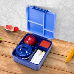 Eazy Kids Jumbo Bento Lunch Box w/ Thermos & Dip Jar- Blue