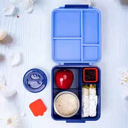 Eazy Kids Jumbo Bento Lunch Box w/ Thermos & Dip Jar- Blue