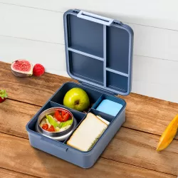 Eazy Kids Jumbo Bento Lunch Box w/ Thermos & Dip Jar- Grey