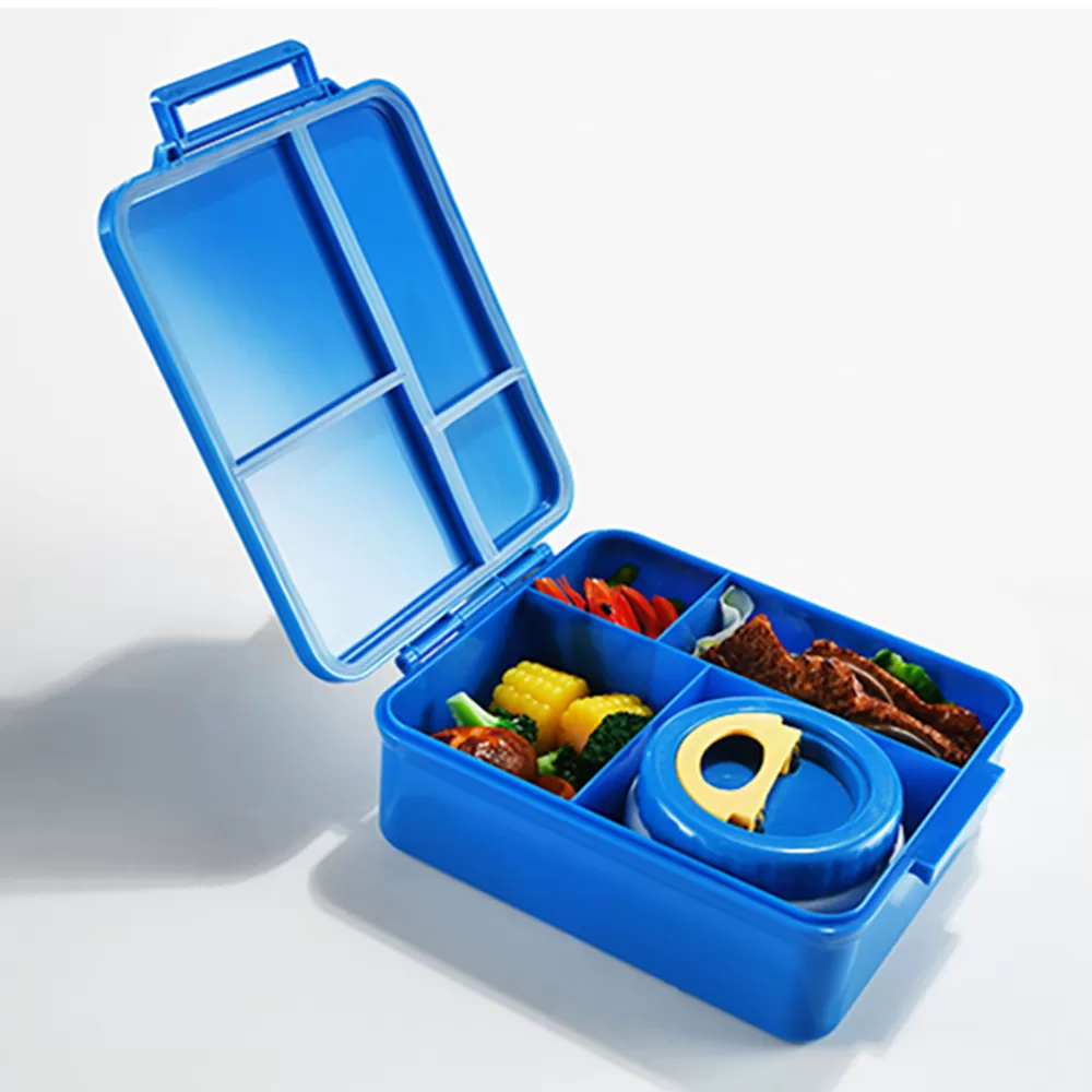 Eazy Kids Jumbo Bento Lunch Box with Insulated Jar - Blue