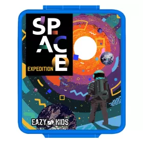 Eazy Kids Jumbo Bento Lunch Box w/t Insulated Jar-Space Expedition Blue