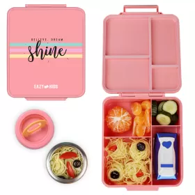 Eazy Kids Jumbo Bento Lunch Box with Insulated Jar - Pink