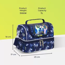 Eazy Kids Dual Compartment Lunch Bag Gamer - Blue