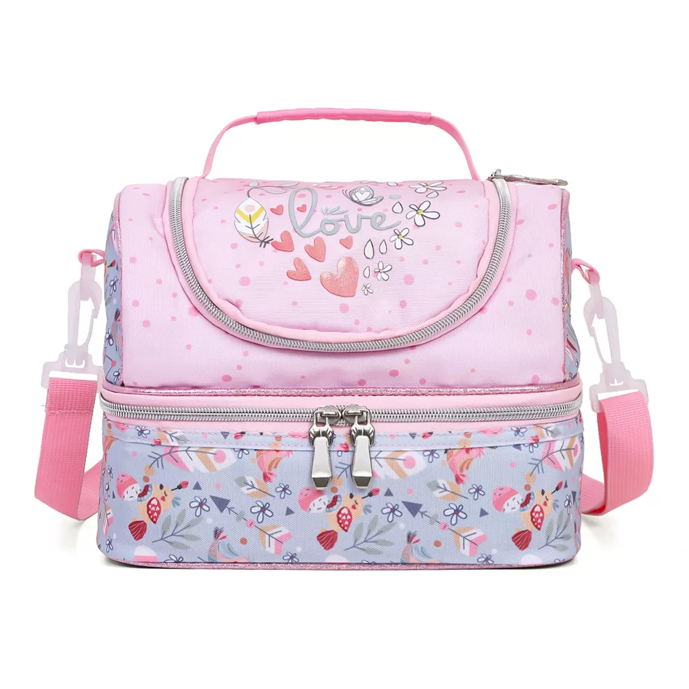 Eazy Kids Dual Compartment Lunch Bag Love - Pink